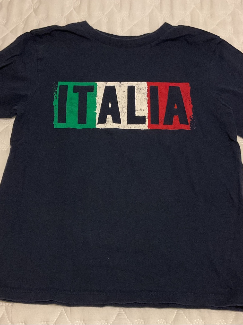 Place Navy Tee with ITALIA Flag Graphic - Green White Red